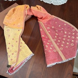 Stunning Louis Vuitton silk scarf. 60 x 15 inches, like new.